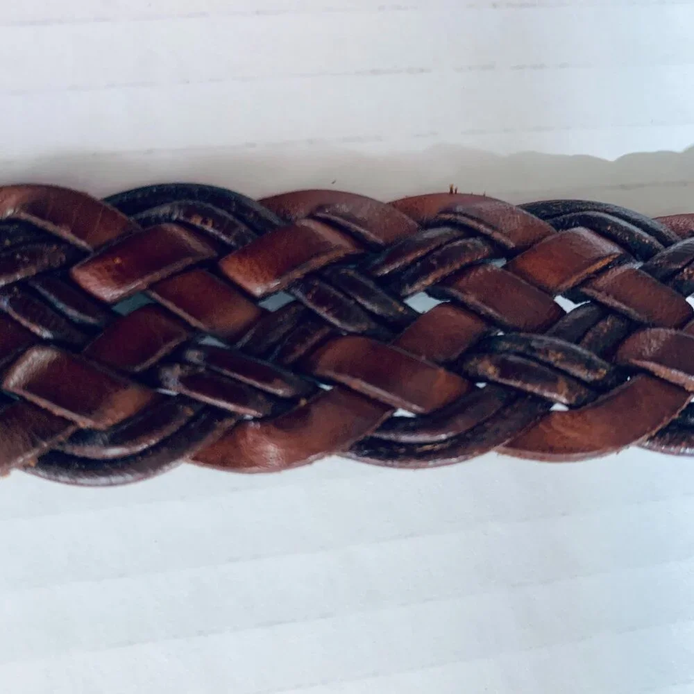 COACH BELT Men Braided Two Tone Brown Leather Sz 36